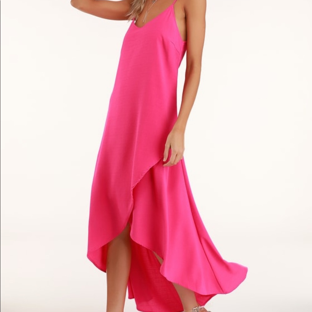 NEW Lulu’s Bright Pink High Low Maxi Dress